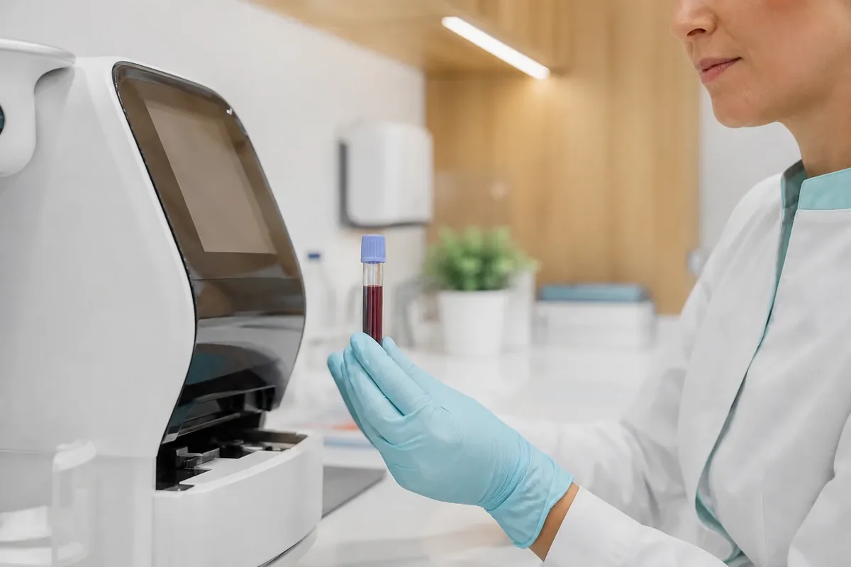 Analyse d'un échantillon sanguin en laboratoire